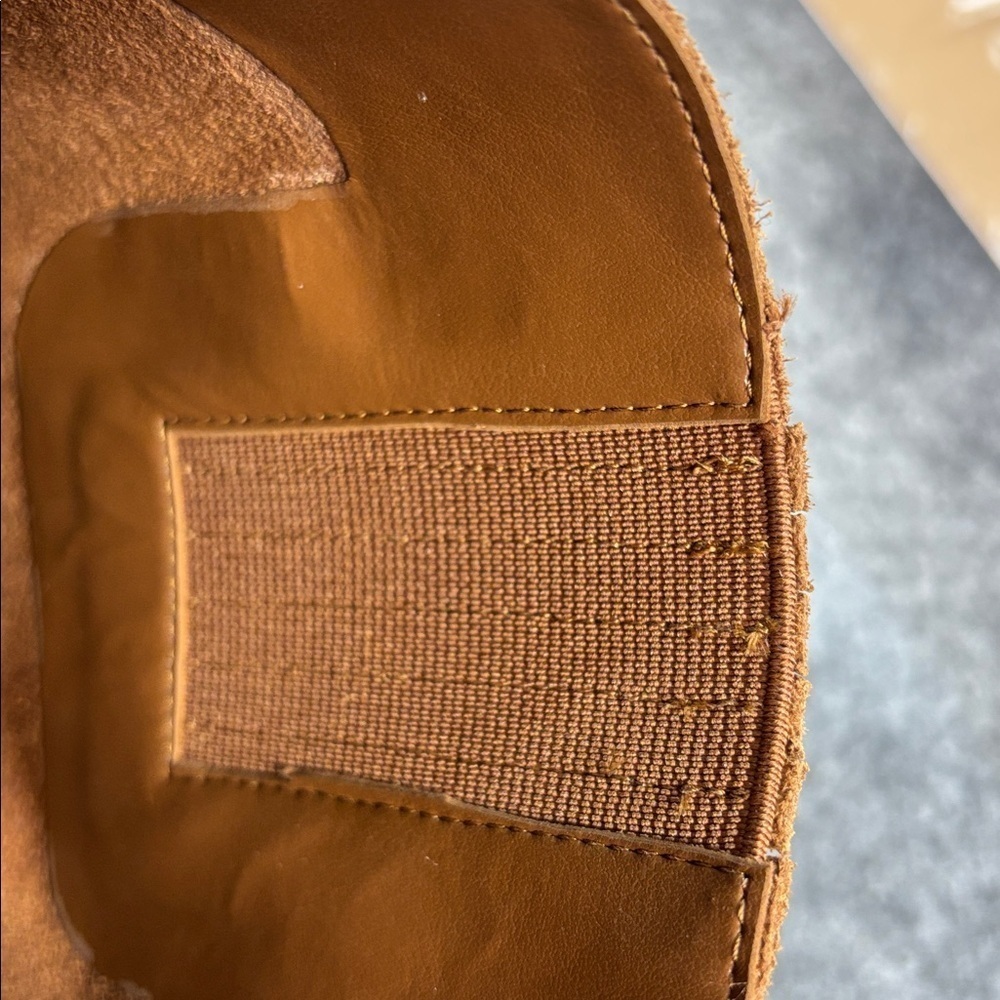 Michael Kors Leigh suede luggage colored Knee-High  heel Boots 5.5 - Picture 9 of 12